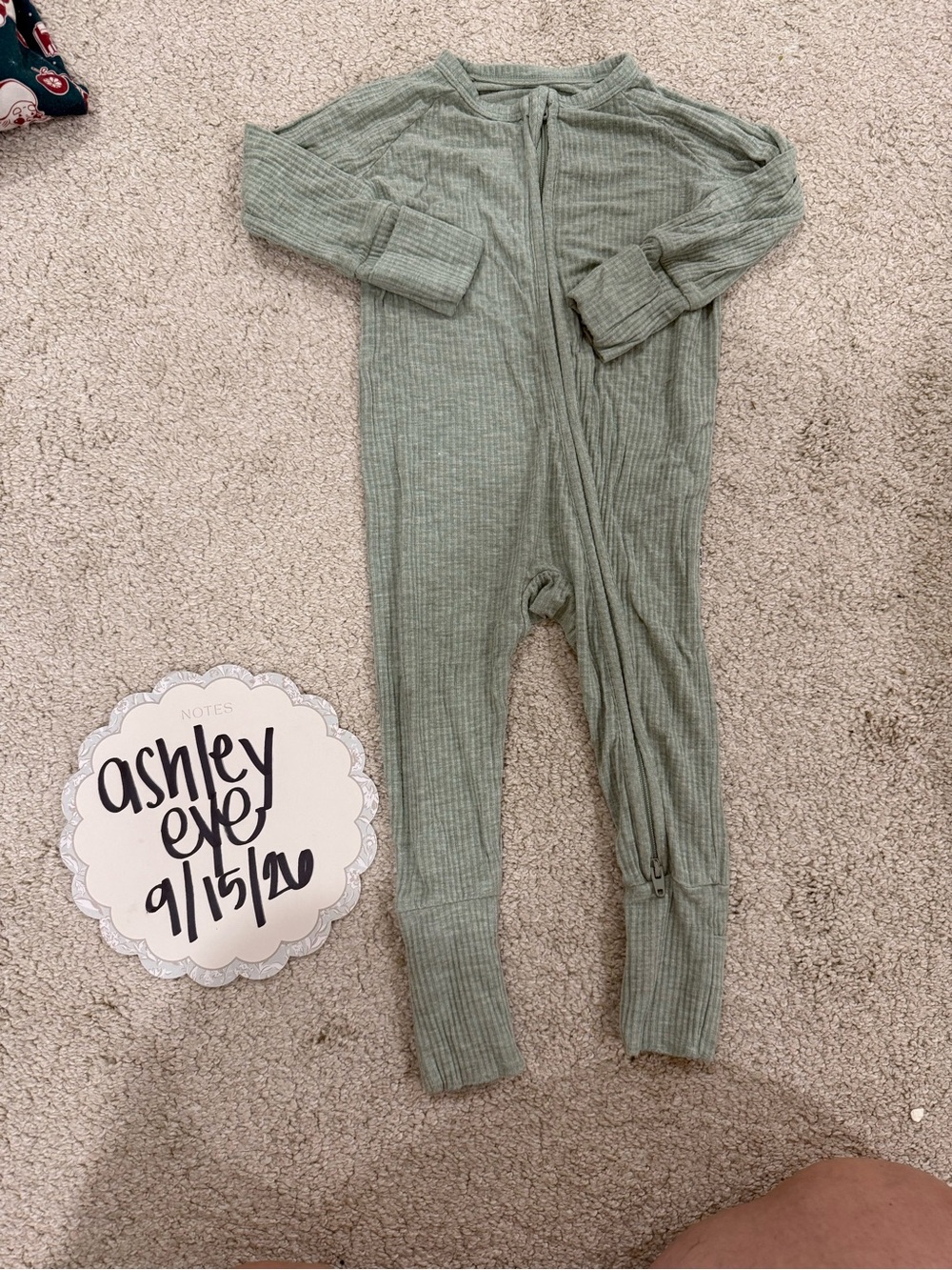 Little Sleepies Ribbed Footed One-Piece in Sage